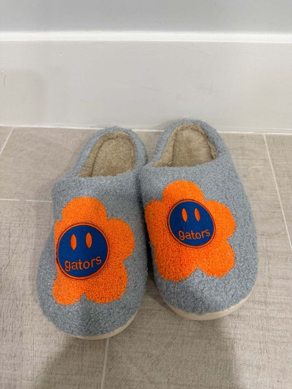 University of Florida Gators Smiley Face Flower Fuzzy Sherpa Slippers